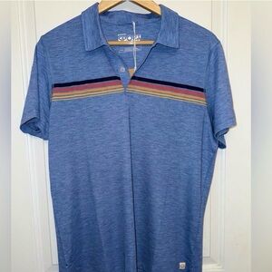 Marine Layer NWT Air Polo in Washed Indigo with Multicolor Stripes